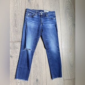 AG Adriano Goldschmied Distressed The Prima Cigarette Crop Jean Size 27
